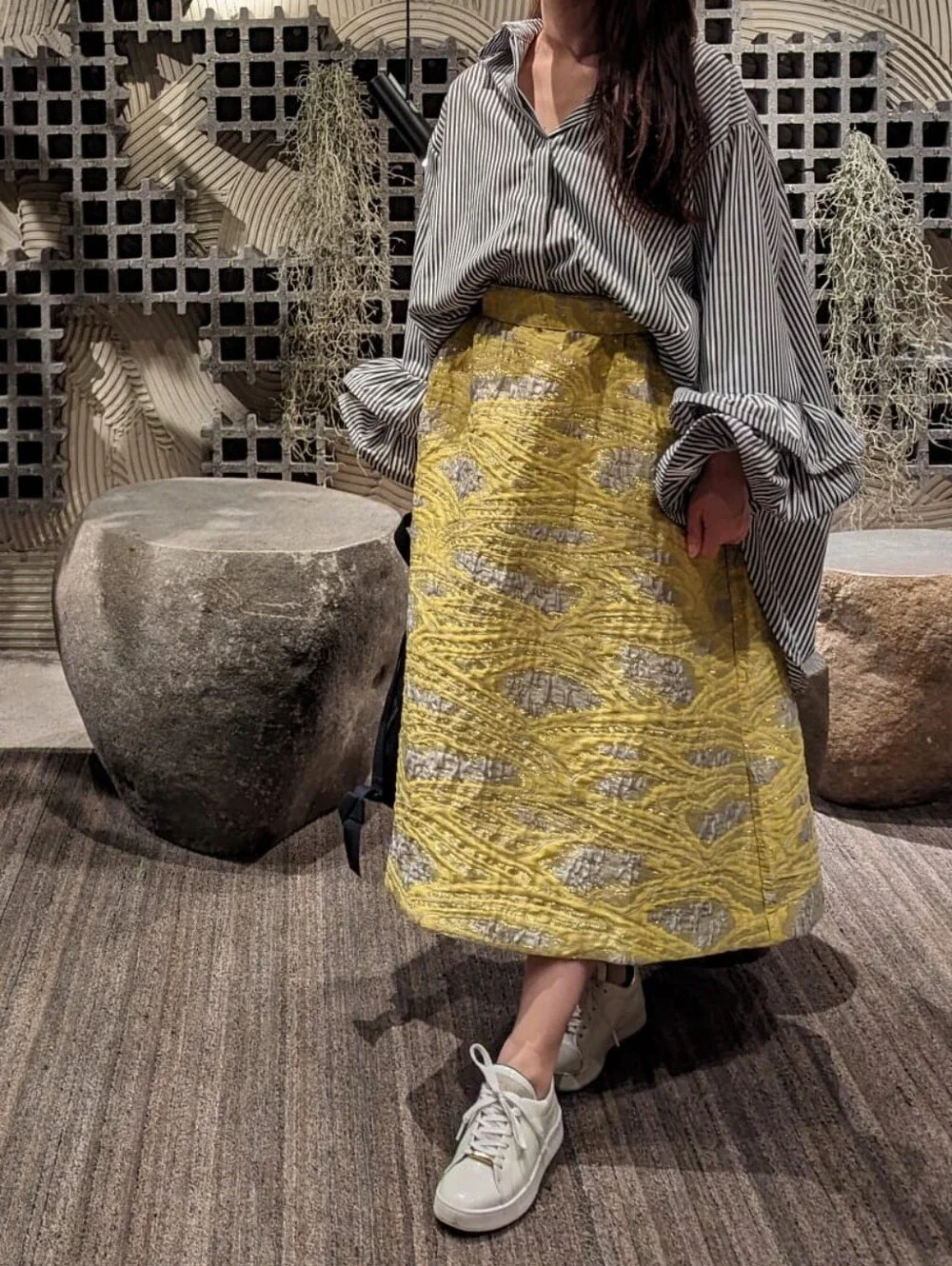 Yellow Patterned A-Line Women's Skirt (Purchased in Europe) - Picture 1 of 6